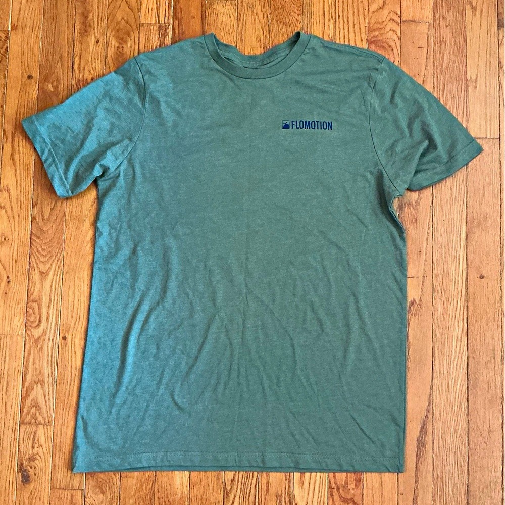 FLOMOTION Men's Green Alligator Graphic Logo Short Sleeve Crew Neck Tee L